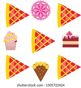 Confection vector set. Cakes and cookies illustration
