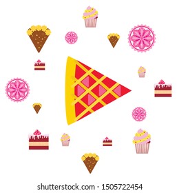 Confection vector set. Cakes and cookies illustration