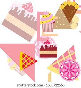 Confection vector set. Cakes and cookies illustration