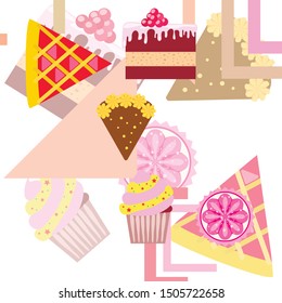 Confection vector set. Cakes and cookies illustration