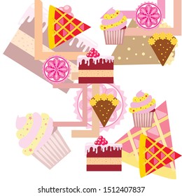 Confection vector set. Cakes and cookies illustration