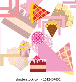 Confection vector set. Cakes and cookies illustration