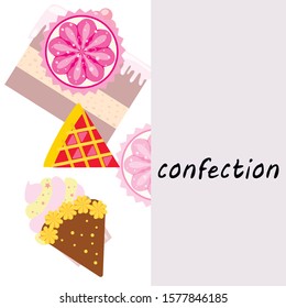 Confection vector set. Cakes and cookies illustration