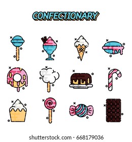 Confectionary cartoon concept icons