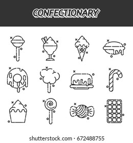 Confectionary cartoon concept icons