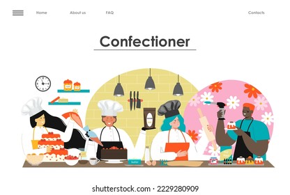 Confectionary flat vector web site mockup template