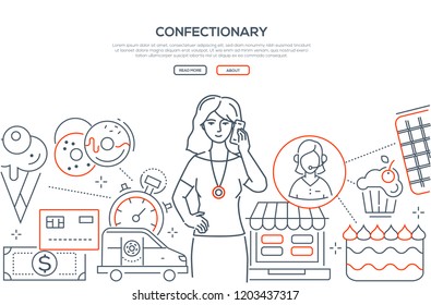 Confectionary - modern line design style web banner