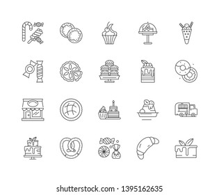 Confectionary products line icons, signs, vector set, outline illustration concept 