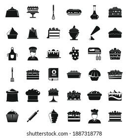 Confectioner baker icons set. Simple set of confectioner baker vector icons for web design on white background