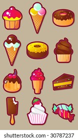 Confectioner icon sweet vector set