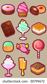 Confectioner icon sweet vector set