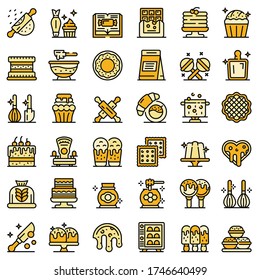 Confectioner icons set. Outline set of confectioner vector icons for web design isolated on white background