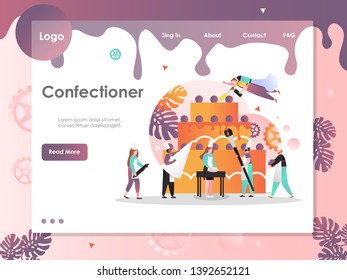 Confectioner Vector Website Template, Web Page And Landing Page Design For Website And Mobile Site Development. Sweet Pastry, Confectionery Services Concept.