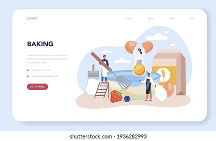Confectioner web banner or landing page. Professional confectioner chef.