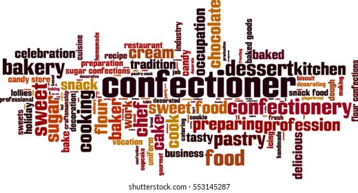 Confectioner word cloud concept. Vector illustration