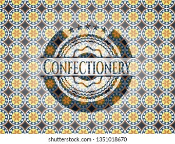 Confectionery arabesque emblem background. arabic decoration.