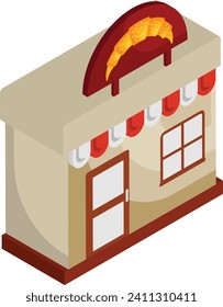 concepto isométrico de confitería y tienda de hornear, diseño de icono vectorial de postre, diseño de alimentos con símbolos de panadería y panadería y señalización de utensilios de cocina, ilustración de material de desarrollo de recetas