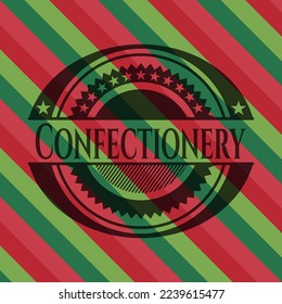 Confectionery christmas badge background. Vector Illustration. Detailed. 