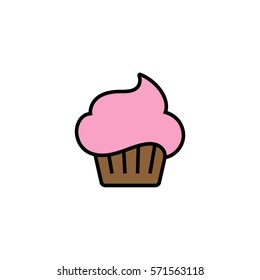 Confectionery flat line icon, cupcake