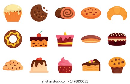 Confectionery icons set. Flat set of confectionery vector icons for web design