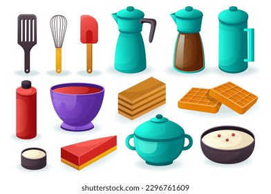 Confectionery kitchen utensils set. This illustration is a set of kitchen utensils designed in a flat, cartoon style. Vector illustration.