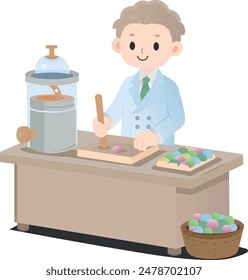 The confectionery making candies vector