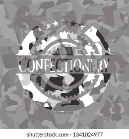 Confectionery on grey camo pattern