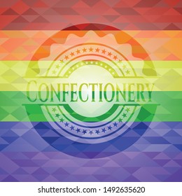 Confectionery on mosaic background with the colors of the LGBT flag