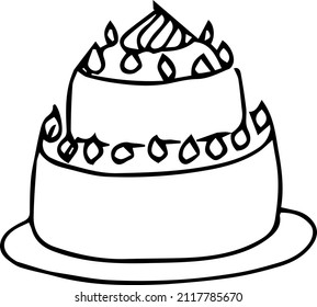 Confectionery pastries are delicious for a tea party .Doodles ,vector,black and white illustration,coloring book for adults and children.