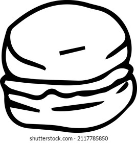 Confectionery pastries are delicious for a tea party .Doodles ,vector,black and white illustration,coloring book for adults and children.