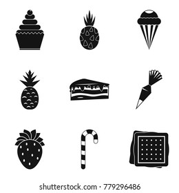 Confectionery product icons set. Simple set of 9 confectionery product vector icons for web isolated on white background
