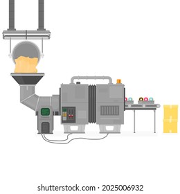 Confectionery production line Factory Processing Plant Flat Vector Icon Illustration
