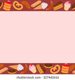 Confectionery. Seamless horizontal frame.