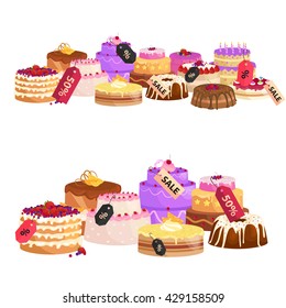 confectionery shop Sale. Set of sweets, cakes. desserts. vector illustration
