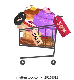 confectionery shop Sale. Set of sweets, cakes. desserts. vector illustration