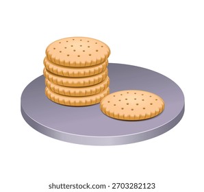 Confectionery. Stack of cookies. Vector 3d illustration