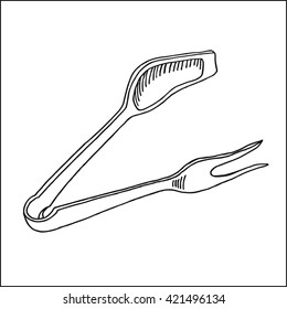 confectionery tongs. vector hand drawn sketch illustration