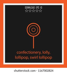 confectonery, lolly, lollipop, swirl lollipop vector icon