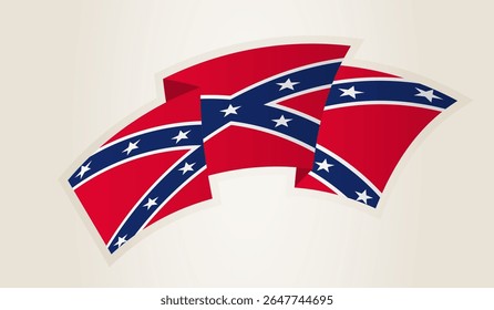 Bandeira confederada em forma de fita abstrata, símbolo nacional do confederado. Este vetor é ideal para uso em eventos nacionais, Dia da Independência, competições desportivas internacionais.