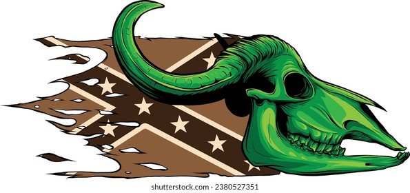 Bandera confederada con cráneo de búfalo