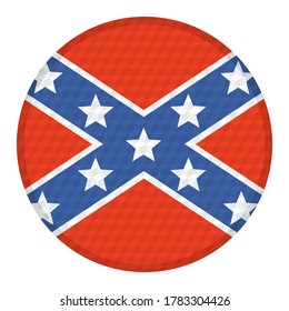 Confederate Flag. Flag Of Confederacy On A Button Vector illustration. Rebel Flag Isolated On White Background