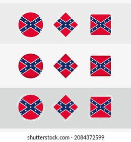 Confederate flag icons set, vector flag of Confederate. Three versions of icon.