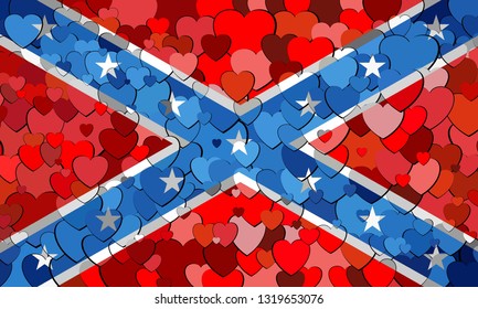 Confederate flag made of hearts background - Illustration, 
The Blood-Stained Banner
