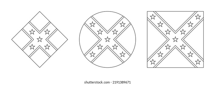 confederate flag outline set isolated on white background. vector illustration