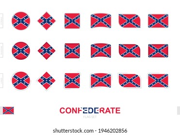 Confederate flag set, simple flags of Confederate with three different effects. Vector illustration.