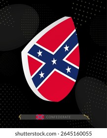 Bandeira confederada Ícone escudo em 3D no fundo de Rugby abstrato escuro moderno. Perfeito para eventos esportivos, temas históricos, celebrações nacionais e projetos patrióticos.