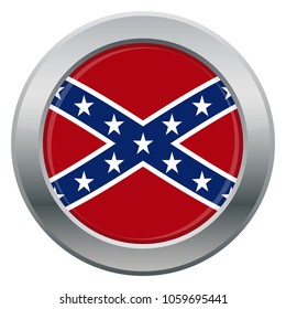 A Confederate flag silver icon isolated on a white background