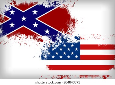 Confederate flag vs. Union flag. Civil war concept