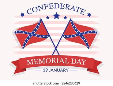Confederate Memorial Day Illustration for Commemoration Servicemen of the America with Flag Flat Cartoon Template Hand Drawn Design svg