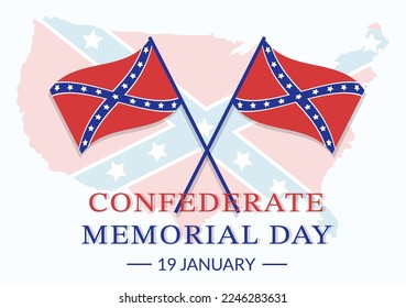 Confederate Memorial Day Illustration for Commemoration Servicemen of the America with Flag Flat Cartoon Template Hand Drawn Design